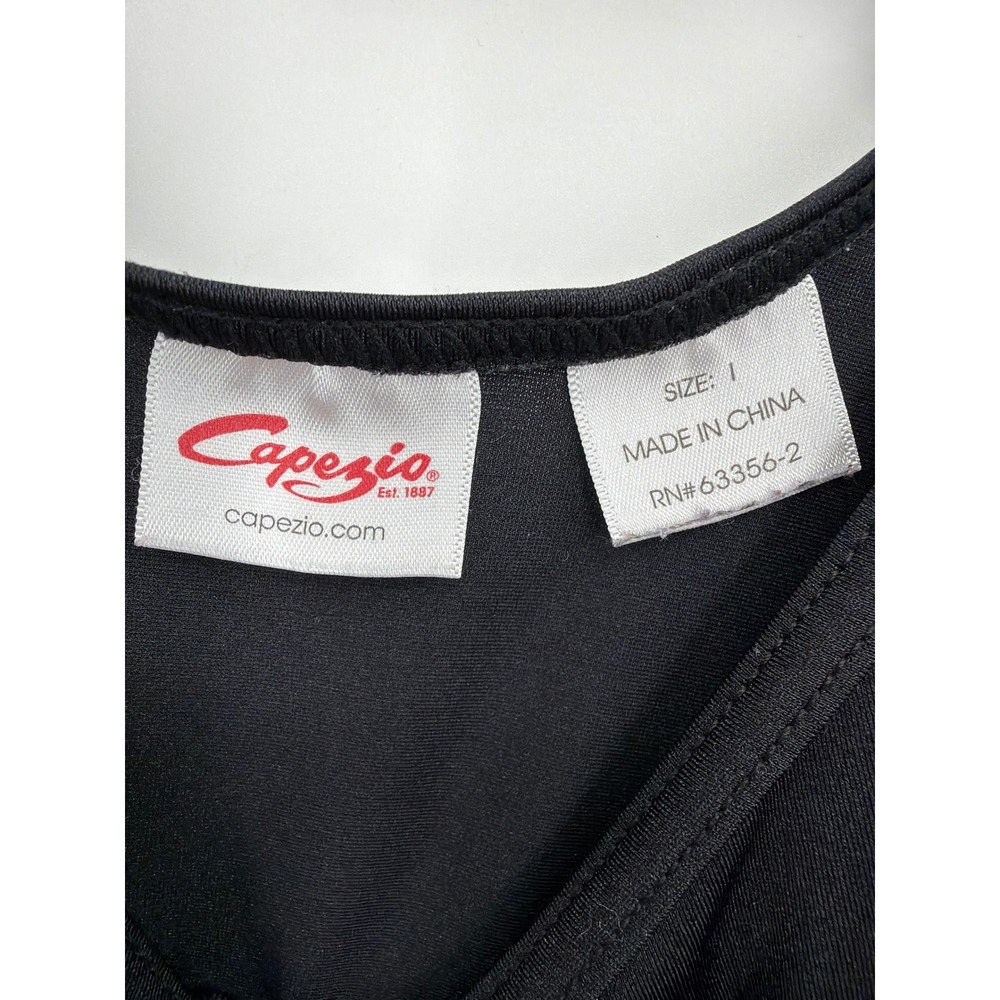 Capezio Kids Black‎ Tutu Leotard Dress Floral Sequin Mesh Cap Sleeve Size I - Picture 7 of 8
